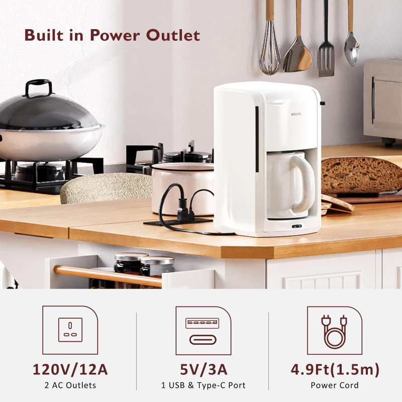 Kitchen Island with Power Outlet and Drop Leaf, 4 Door Shelves, Rolling Cart with Adjustable Shelves, Hidden Wheels, 55.5" L x 30" W x 36" H, White