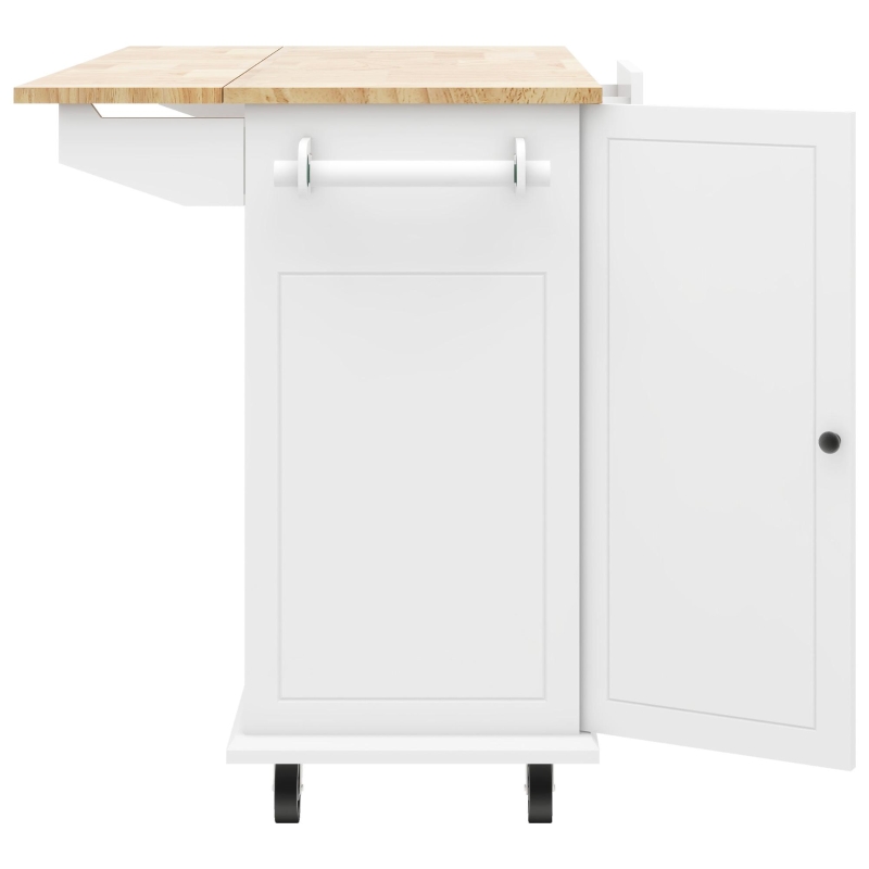 Kitchen Island with 3-Tier Pull-Out Cabinet Organizer, Drop Leaf, Internal Storage Rack, Rolling Cart on Wheels, 54" L x 29" W x 37" H, White