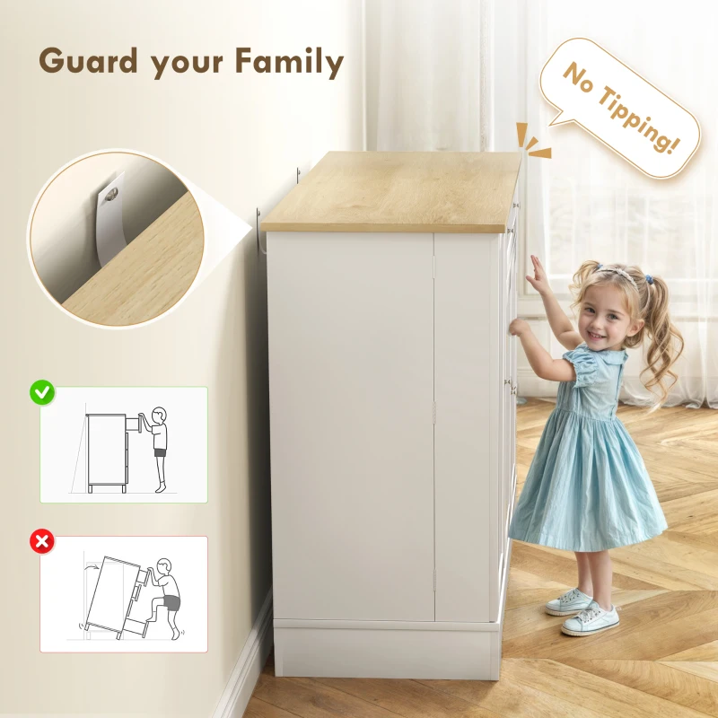 HOMCOM Modern Sideboard Cabinet, 41" Kitchen Buffet Cabinet with Drawer, Adjustable Shelf, 3 Doors for Dining Room, White