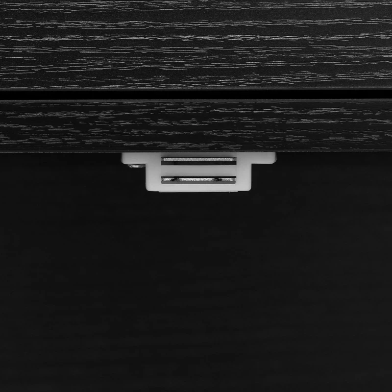 Farmhouse Kitchen Island with Tempered Glass Doors, Power Outlet, Rolling Cart with Drop Leaf, 5 Racks, 3 Drawers, 53" L x 29.5" W x 36" H, Black