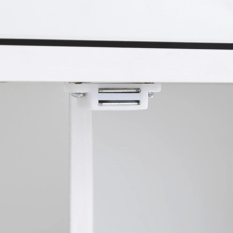 Rolling Kitchen Cart with Rubber Wood Top, Drawer with Dividers, Internal Storage Rack, Adjustable Shelves, 39" L x 26" W x 34" H, White