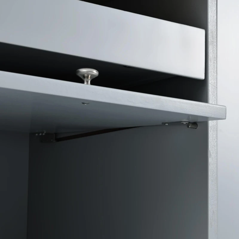 Kitchen Island with Wood Drop Leaf, LED Light, Fluted Glass Doors, Adjustable Shelf, Utility Cart with Rolling Wheels, 44" L x 27" W x 37" H, Blue