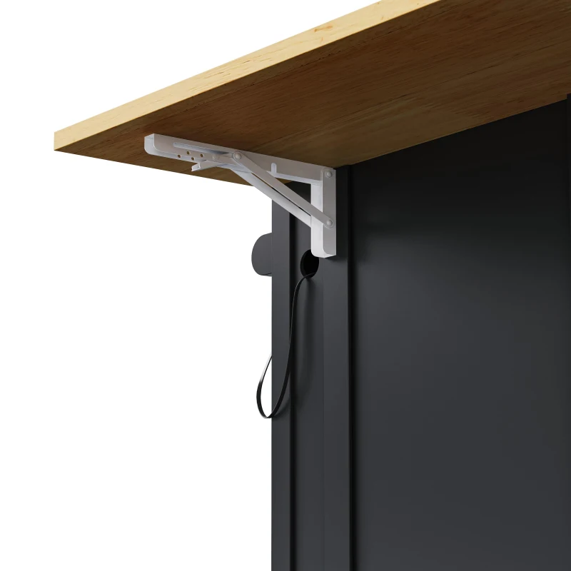 Kitchen Island Cart with Drop Leaf and Power Outlet, Internal Rack, Rolling Kitchen Storage on 5 Wheels, 48" L x 30" W x 37" H, Black