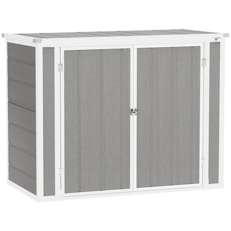 Outsunny 4.7 x 2.5FT Outdoor Horizontal Storage Shed, Lockable Trash Can Storage with Chain Lid, Gray(m-12)
