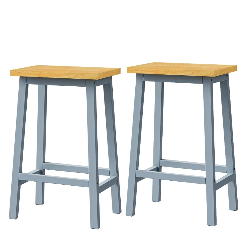 Kitchen Island with 2 Bar Stools, Power Outlet, Internal Racks, 5 Wheels, Drop Leaf, Adjustable Shelves, 53" L x 29.5" W x 36.5" H, Gray+Blue