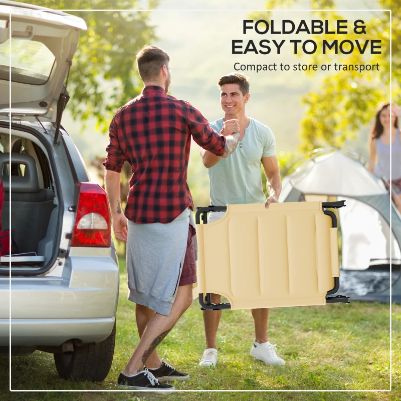 Outsunny Outdoor Lounge Chair, 4 Position Adjustable Backrest, Folding, Cushioned w/ Sun Shade Roof & Pillow, Cream White