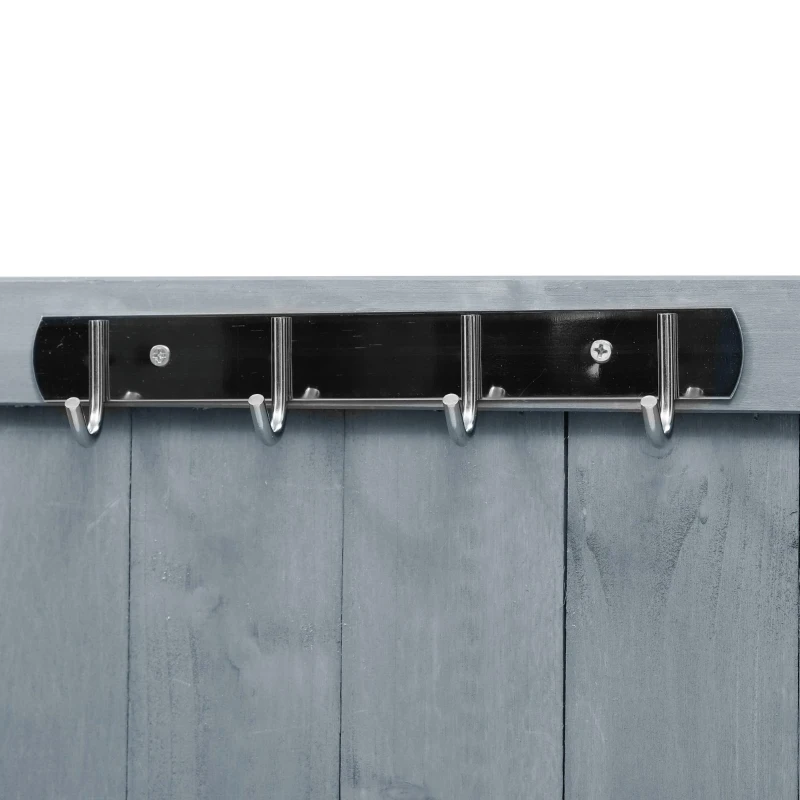 Outdoor Kitchen Island with Raised Shelf, Storage Cabinet, Stainless Steel Top, Rolling Grill Cart with Adjustable Shelves, Spice Rack, Grey+Blue