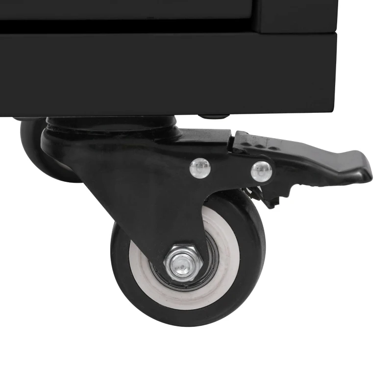 Kitchen Island with Drop Leaf and Power Outlet, Rolling Kitchen Cart on Wheels with 4 Doors, 5 Deep Drawers, Adjustable Shelves, Towel Rack, Black