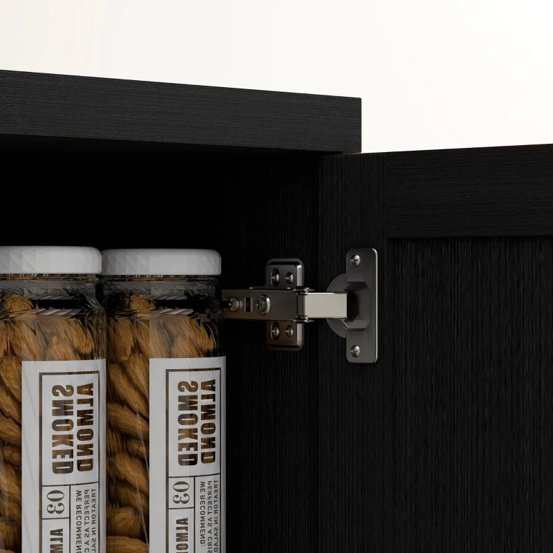 HOMCOM 63" Kitchen Storage Cabinet, 5-tier Pantry Cabinet with Doors and Adjustable Shelves for Dining Room, Black