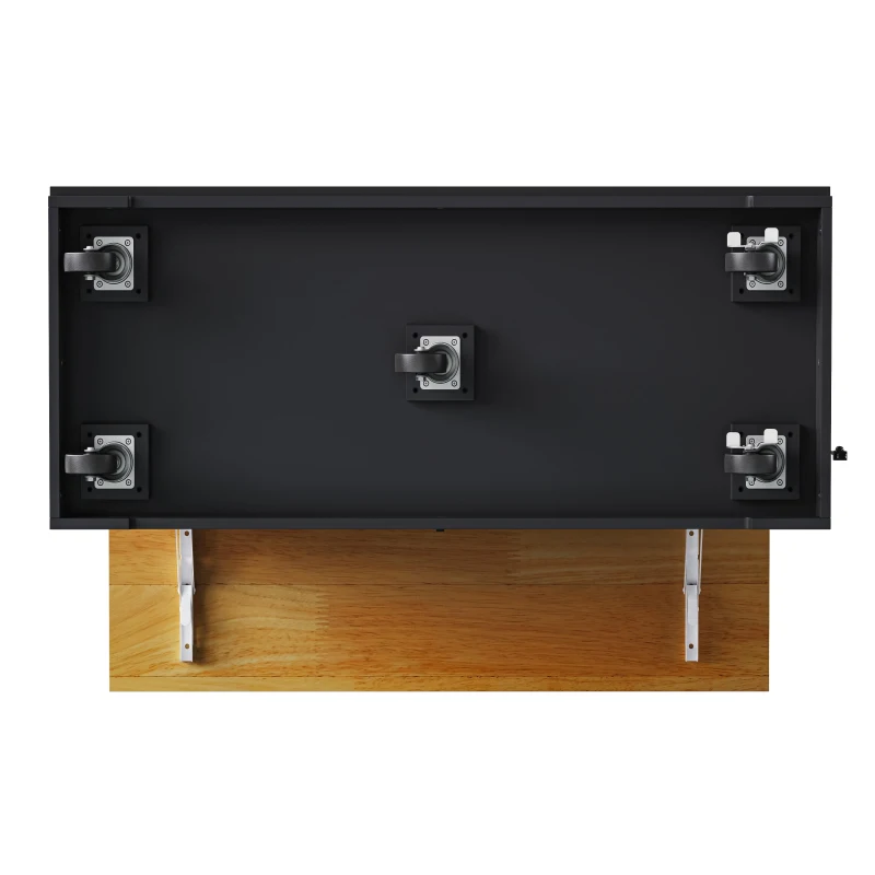 Kitchen Island Cart with Drop Leaf and Power Outlet, Internal Rack, Rolling Kitchen Storage on 5 Wheels, 48" L x 30" W x 37" H, Black