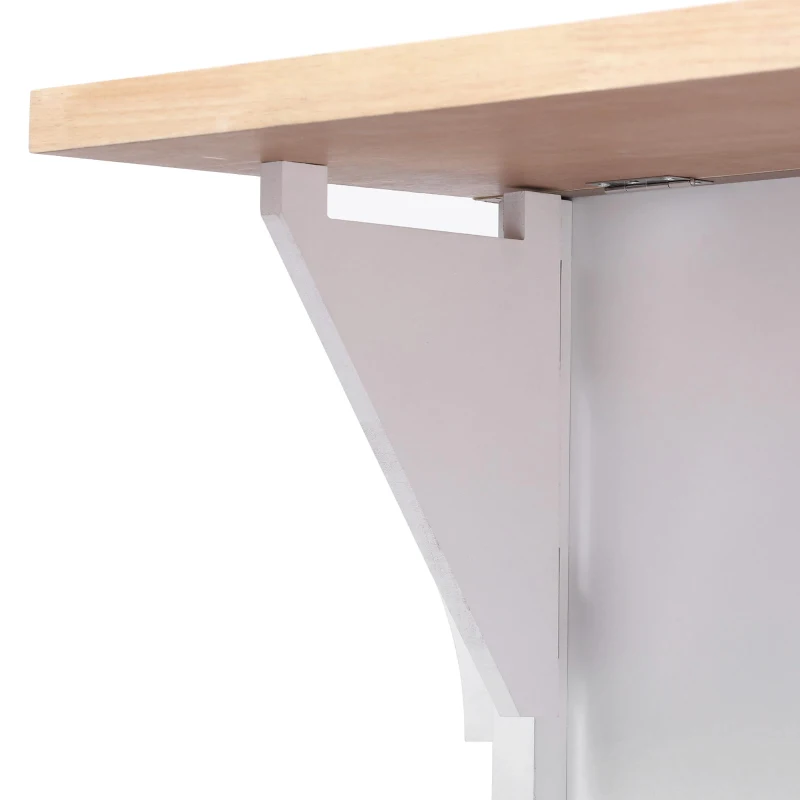 Kitchen Island with Drop Leaf and Power Outlet, Rolling Cart on Wheels, 4 Doors, Adjustable Shelves, Perfect for Kitchen and Dining Room, White