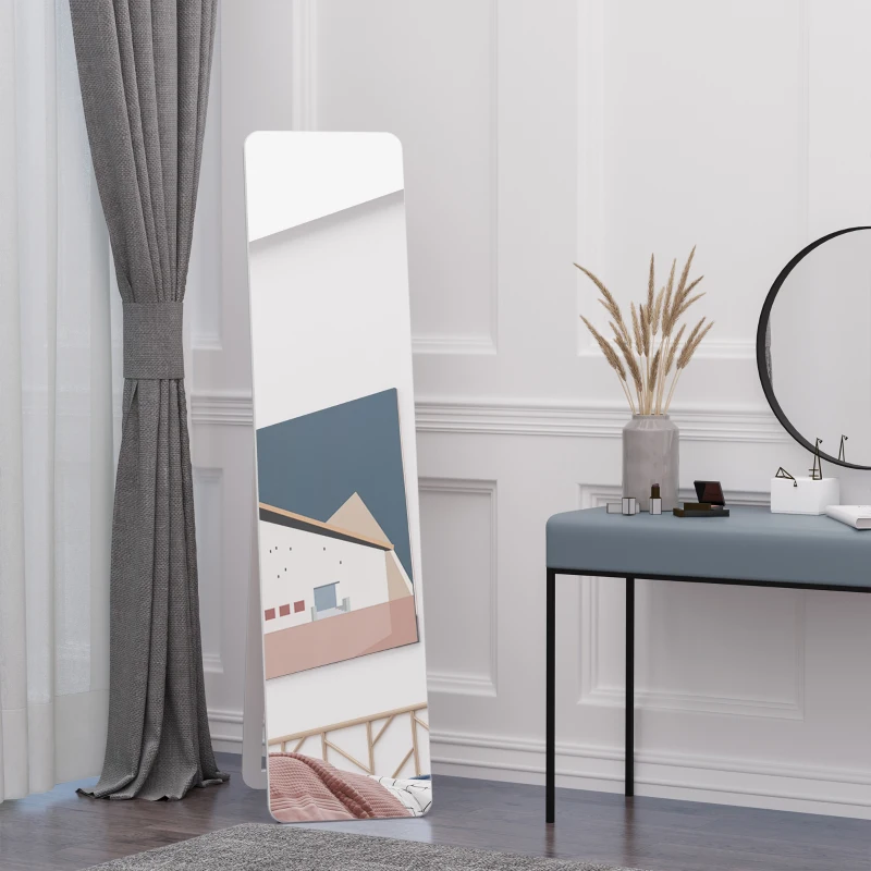 HOMCOM Full Length Mirror for Bedroom, Free Standing Dressing Mirror, Wall Mirror with Wood Frame, 15" x 61", White