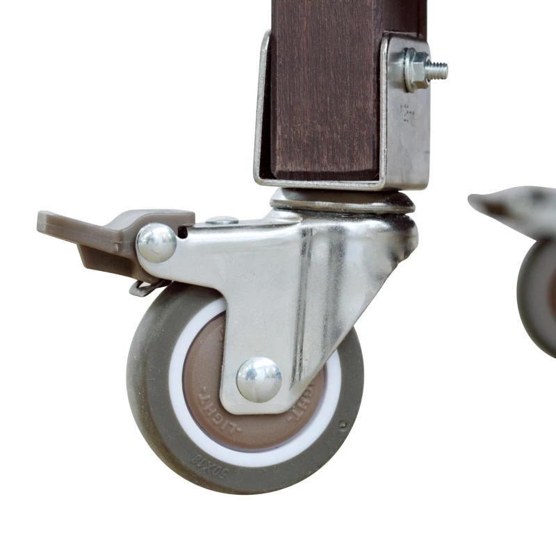 Outdoor Kitchen Island with Spice and Towel Rack, Stainless Steel Top, Rolling Bar Cart with Lockable Wheels, 50" L x 18.5" W x 36.5" H, Dark Brown