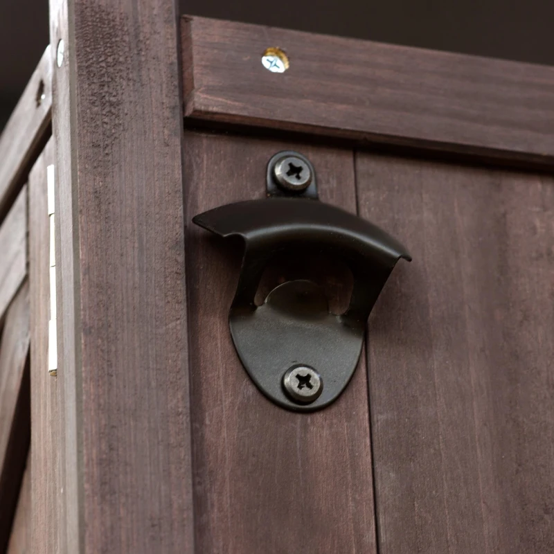 Outdoor Kitchen Island with Spice and Towel Rack, Stainless Steel Top, Rolling Bar Cart with Lockable Wheels, 50" L x 18.5" W x 36.5" H, Dark Brown