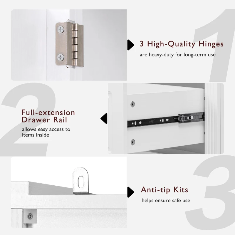 Farmhouse Kitchen Pantry Cabinet with Embossed Texture, 2 Drawers, 8 Door Shelves, Adjustable Shelves, Anti-Tip Kit, 30.5" L x 16" W x 71" H, White