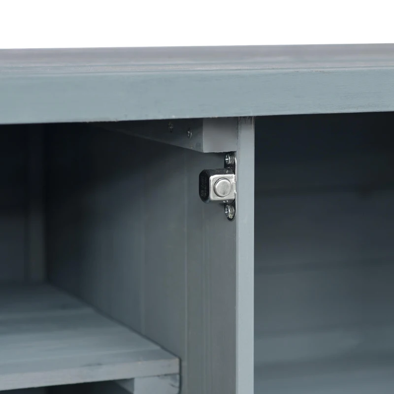 Outdoor Kitchen Island with Spice and Towel Rack, Lockable Wheels, Rolling Bar Cart with Stainless Steel Top, 50" L x 18.5" W x 36.5" H, Slate Blue