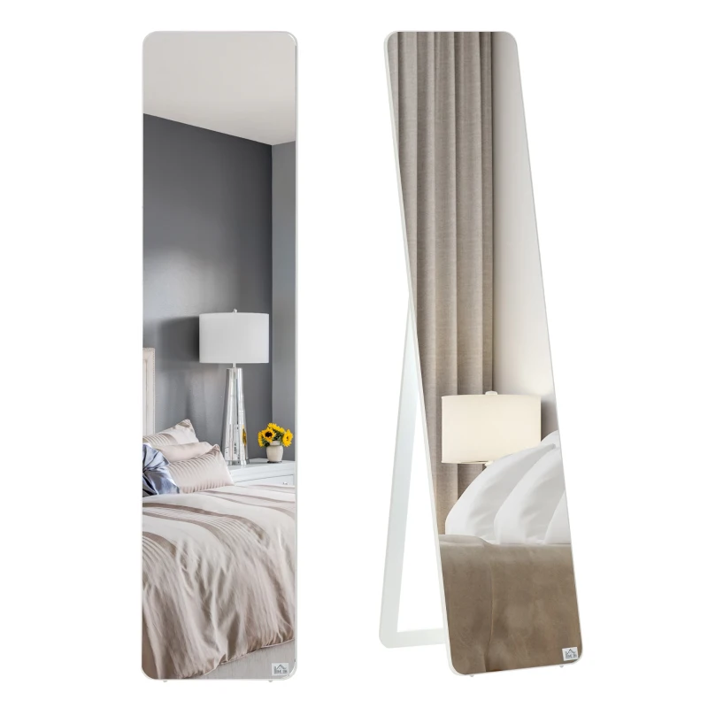 HOMCOM Full Length Mirror for Bedroom, Free Standing Dressing Mirror, Wall Mirror with Wood Frame, 15" x 61", White