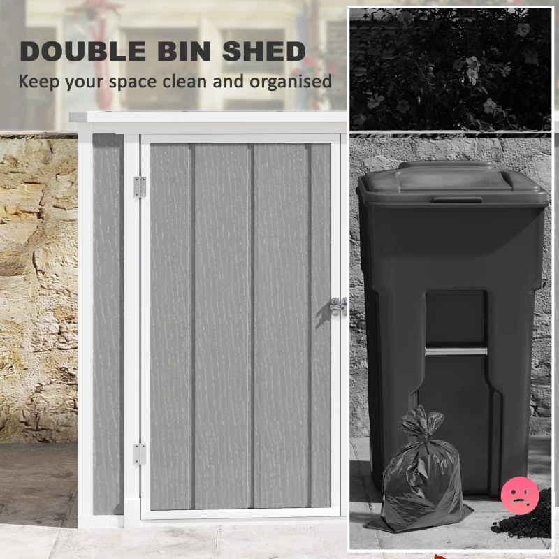 Outsunny 4.7 x 2.5FT Outdoor Horizontal Storage Shed, Lockable Trash Can Storage with Chain Lid, Gray(m-5)