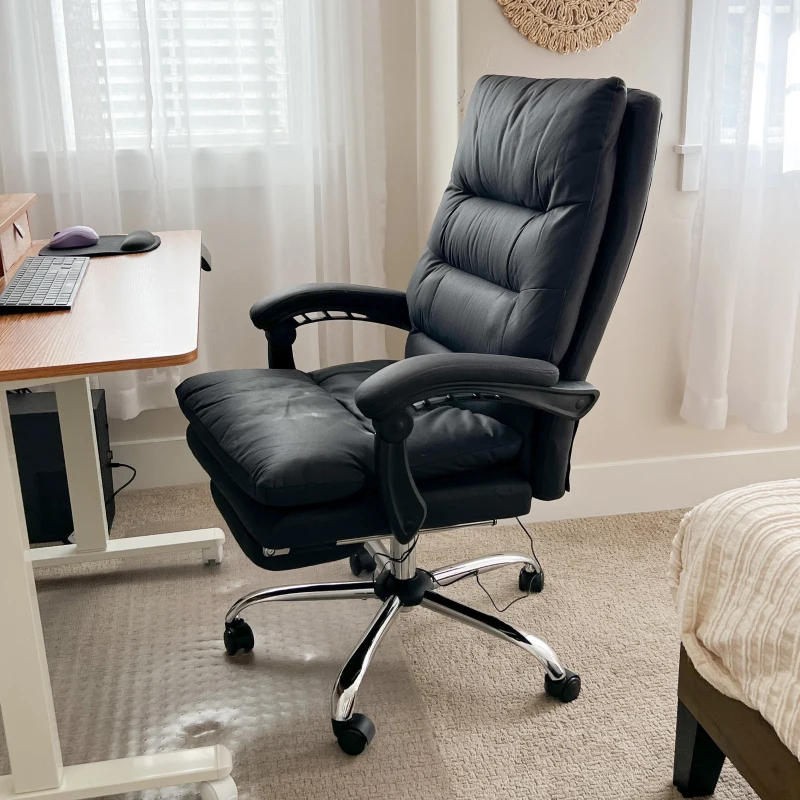 Vinsetto Microfibre Massage Office Chair, Heated Reclining Chair with Footrest, Double-tier Padding, Swivel Wheels, Dark Gray