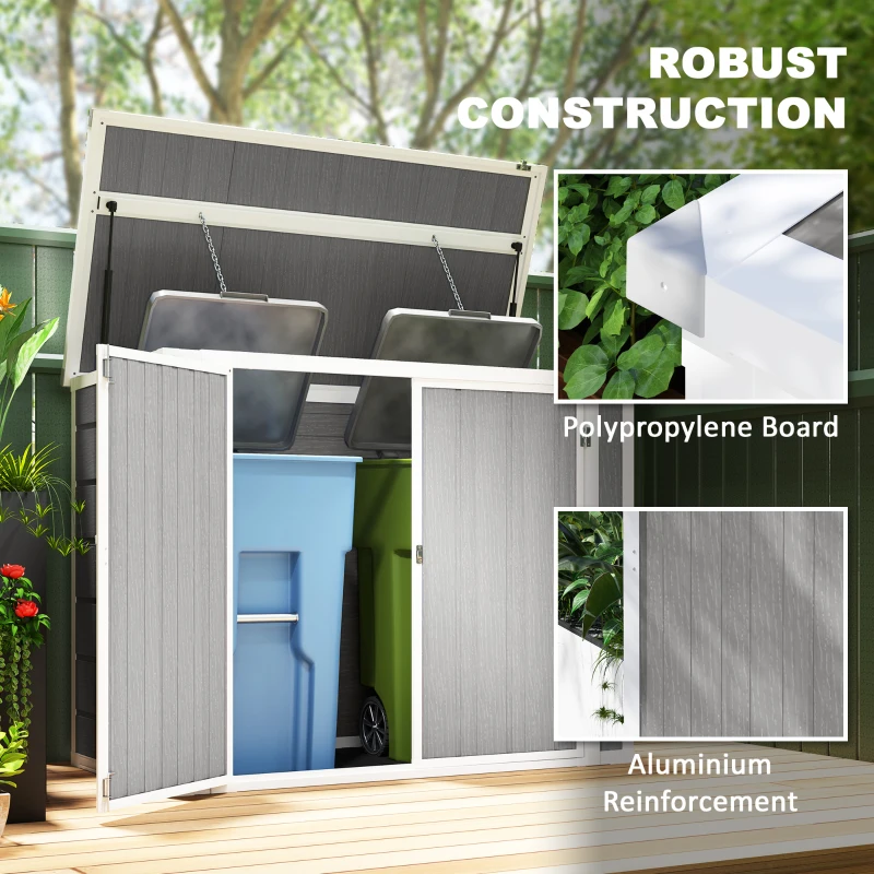Outsunny 4.7 x 2.5FT Outdoor Horizontal Storage Shed, Lockable Trash Can Storage with Chain Lid, Gray(m-8)