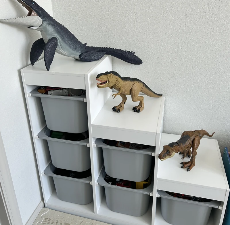 Qaba 3 Layers Kids Toy Storage Organizer with 6 Storage Bins, Kids Bookshelf for Ages 3-8 Years, Play Room, Bedroom, Gray