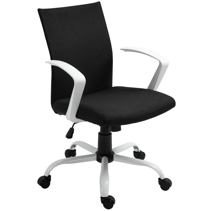 Vinsetto Linen Mid Back Office Chair With Tilt Function, Swivel Computer Chair, Black