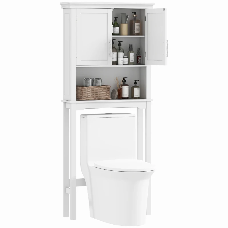 kleankin Over the Toilet Storage, Bathroom Cabinets Over Toilet, Cabinet Above Toilet with Doors and Shelves