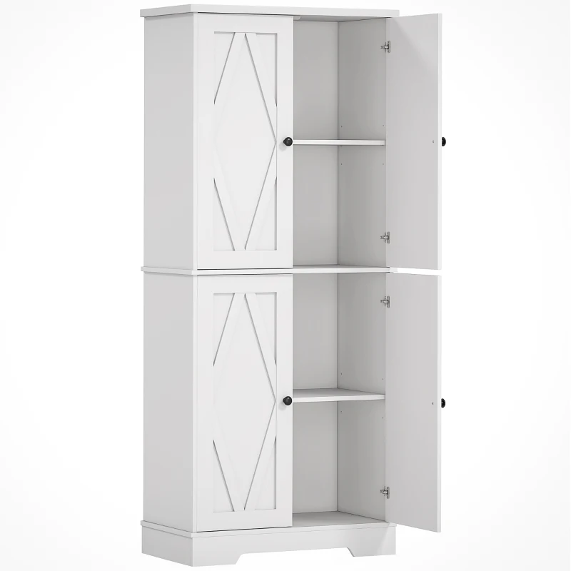 HOMCOM Farmhouse Tall Kitchen Pantry Storage Cabinet, Freestanding Cabinets with Doors and Shelves Kitchen Shelf Storage