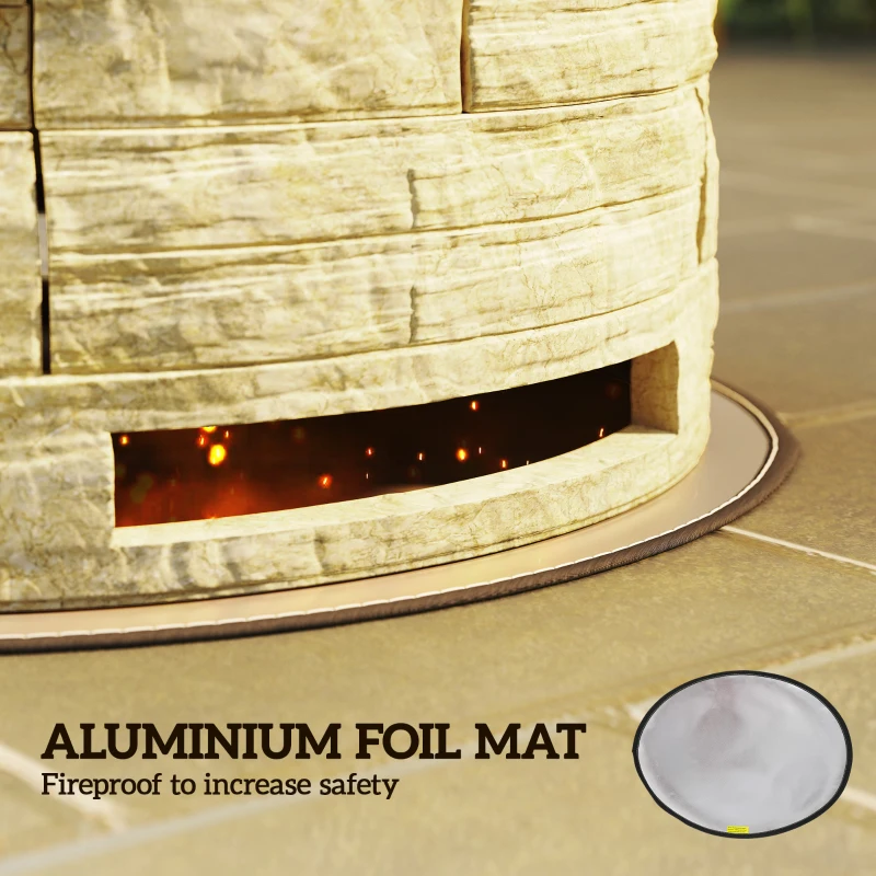 Outsunny Smokeless Fire Pit, Portable Camping Bonfire Stove with Mat for Backyard Patio Picnic, Magnesium Oxide, Yellow