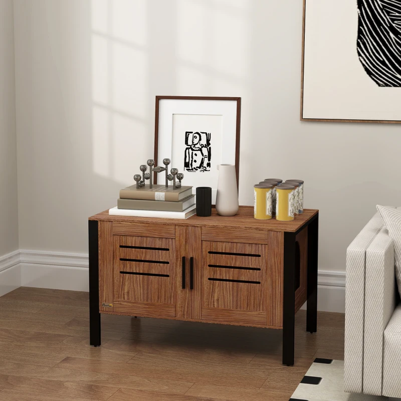 PawHut Cat Litter Box Enclosure with Tall Legs, Scratching Board, Dark Brown, 31.5"L x 17.7"W x 19.7"H