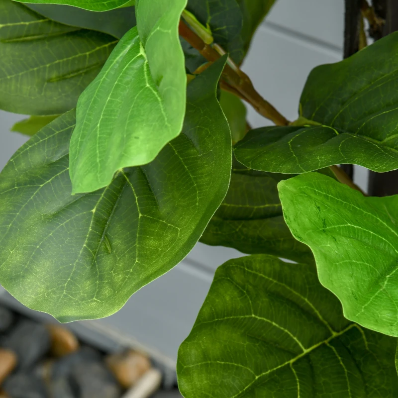 HOMCOM 5FT Artificial Fiddle Leaf Fig Tree, Faux Decorative Plant in Nursery Pot for Indoor or Outdoor Décor