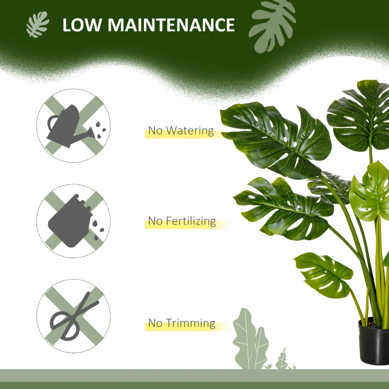 HOMCOM Artificial Plant Palm Tree in Pot, Fake Plants for Home Indoor Decor, 135cm, Green