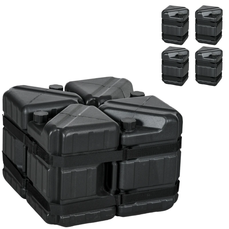 Outsunny Set of 4 Straight Leg Canopy Weights, Water or Sand Filled Weights for Gazebo with Built-in Handles and Secure Straps
