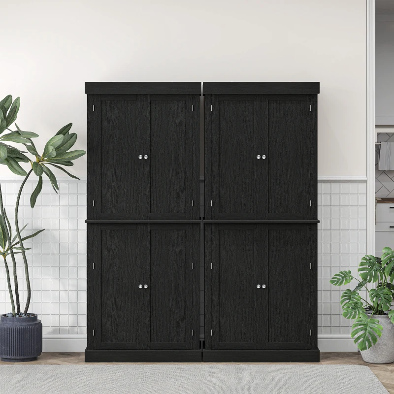 HOMCOM 72" Kitchen Cabinet, Pantry Storage Cabinet with Doors and Shelves, Freestanding Food Pantry Cabinet, Black Wood Grain