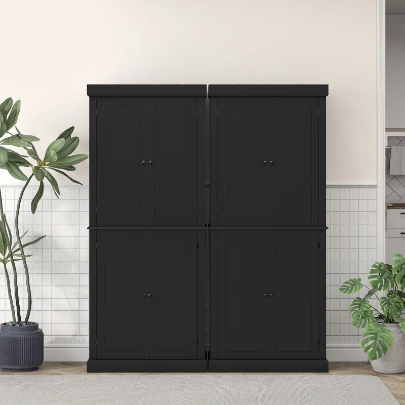 HOMCOM 72.5" Freestanding Kitchen Pantry Cabinet with 4 Doors, Black