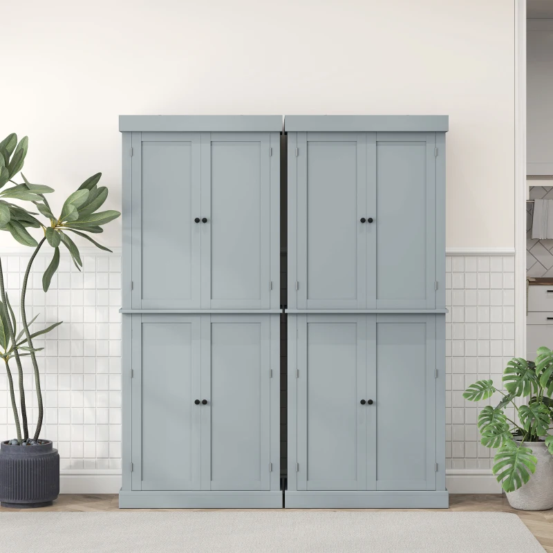 HOMCOM 72.5" Freestanding Kitchen Pantry Cabinet with 4 Doors, Grey