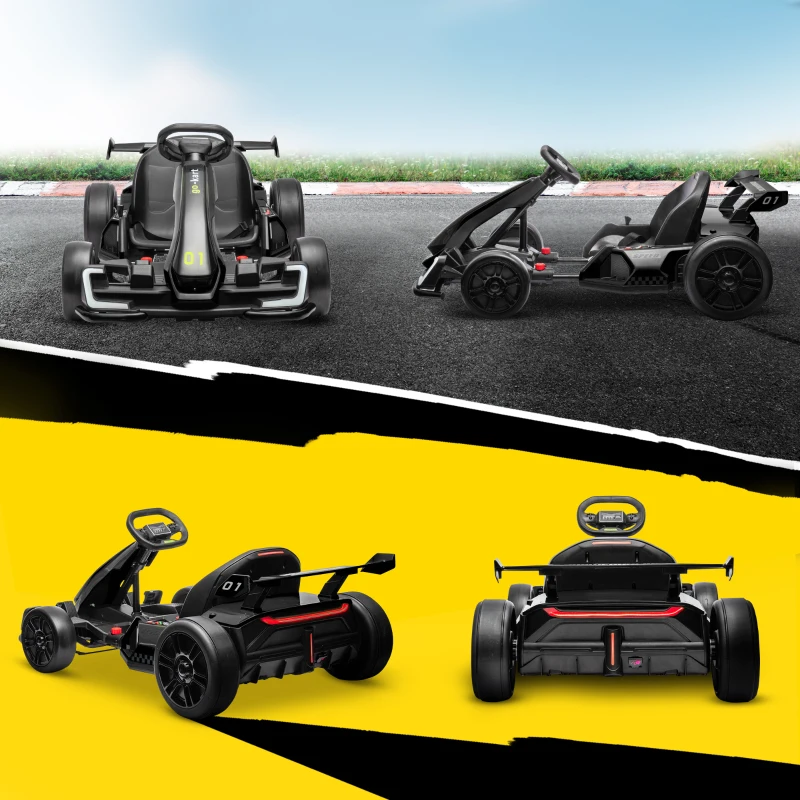Aosom 24V 7.5 MPH Electric Go Kart with Adjustable Seat, Slow Start, Black