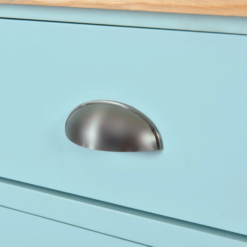 Rolling Kitchen Island with Drop-Leaf Countertop, Sliding Door, Adjustable Shelves, Cabinet and Drawers, 52" L x 30.5" W x 36.5" H, Mint Green