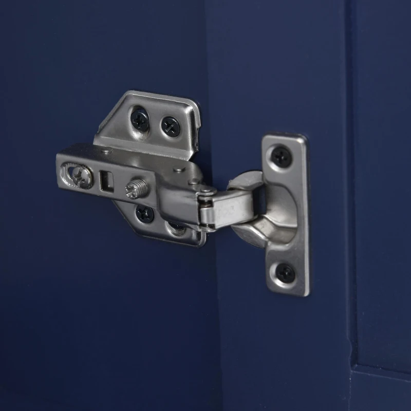 Rolling Mobile Kitchen Island Cart with Storage Cabinet, Solid Wood Desktop, Central Island with Locking Wheels, 51" L x 18" W x 36" H, Dark Blue