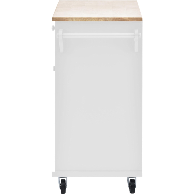 Kitchen Cart with 2 Storage Drawers, Solid Wood Desktop, Locking Wheels, Utility Island with Microwave Cabinet, 51" L x 18" W x 36" H, White