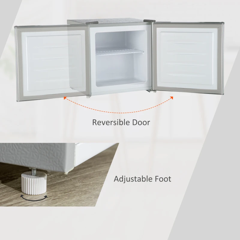 HOMCOM 1.1 Cu. Ft. Mini Freezer, Compact Upright Freezer with Reversible Door, Removable Shelf, Adjustable Temperature, Grey