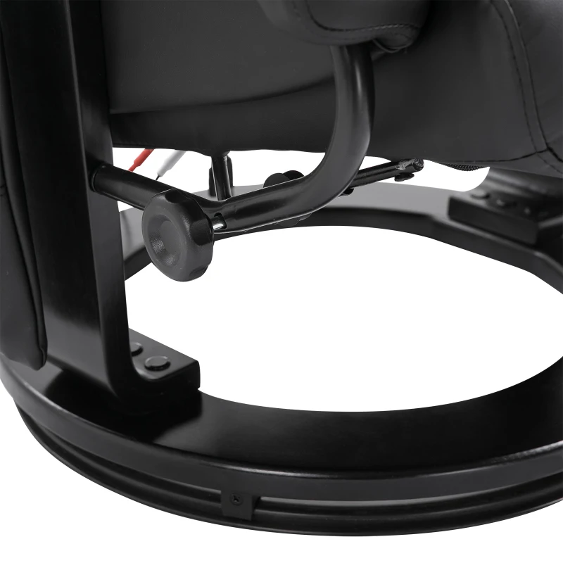 HOMCOM Massage Recliner Chair with Ottoman, 360° Swivel Recliner and Footstool, 10 Point Vibration, PU Leather Reclining Chair with Side Pocket and Remote Control, Black