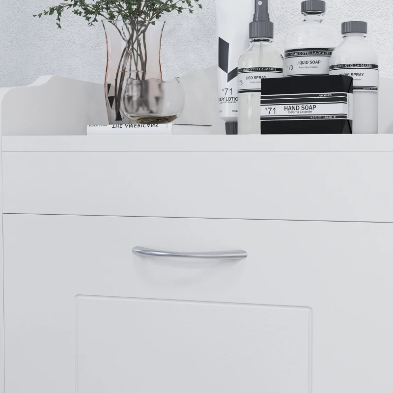 HOMCOM 31" Tilt Out Laundry Hamper, Free Standing Home Organizer Hamper, Bathroom Storage Cabinet, White