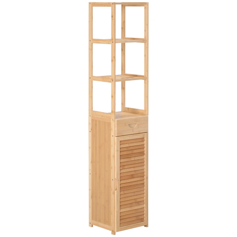kleankin Bathroom Storage Cabinet with Drawer and Slatted Shelves