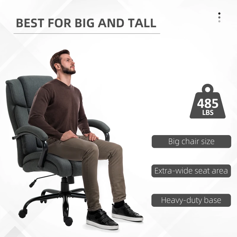 Vinsetto Executive Office Chair with Wide Seat, Computer Desk Chair with Adjustable Height, Swivel Wheels, Gray