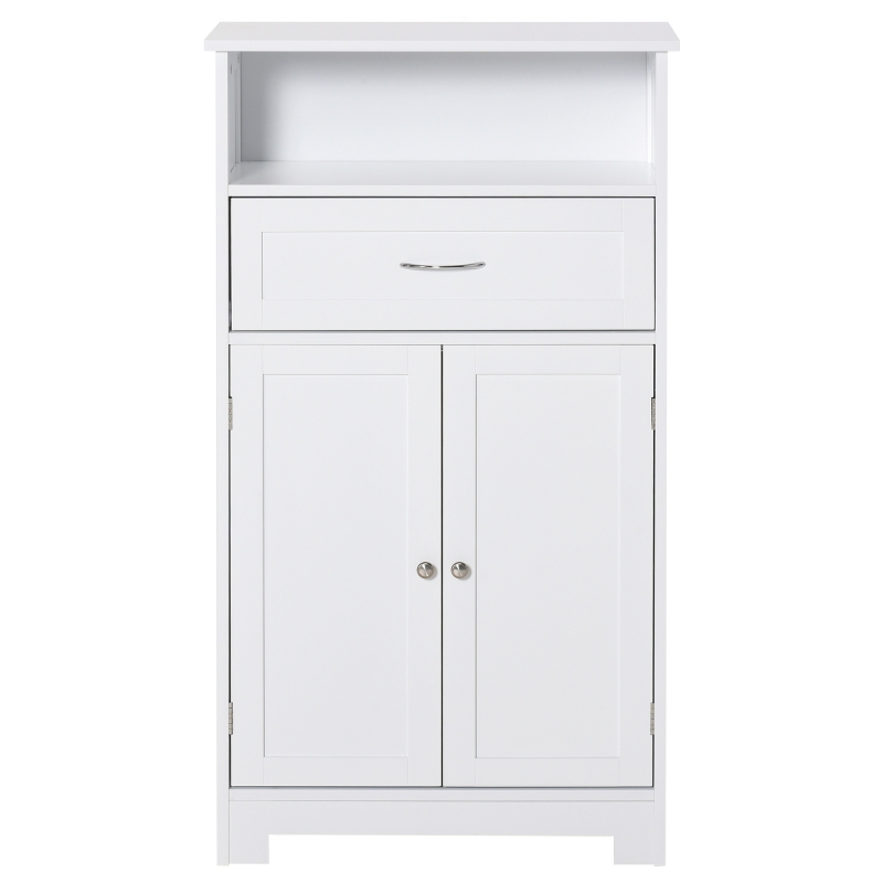 kleankin Modern Bathroom Floor Cabinet, Free Standing Storage Cabinet, Linen Cabinet with Drawer and Adjustable Shelf, White