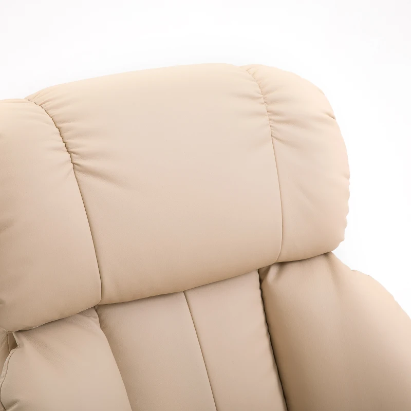 HOMCOM 10-Point Massage Recliner Chair, Vibration Massage Sofa with Ottoman Footrest, Faux Leather and Swivel Wood Base for Living Room & Bedroom, Beige