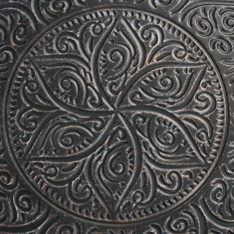 HOMCOM Vintage Coffee Table for Living Room, 24" Round Center Table with Hammered Tray Top and Metal Frame, Pewter