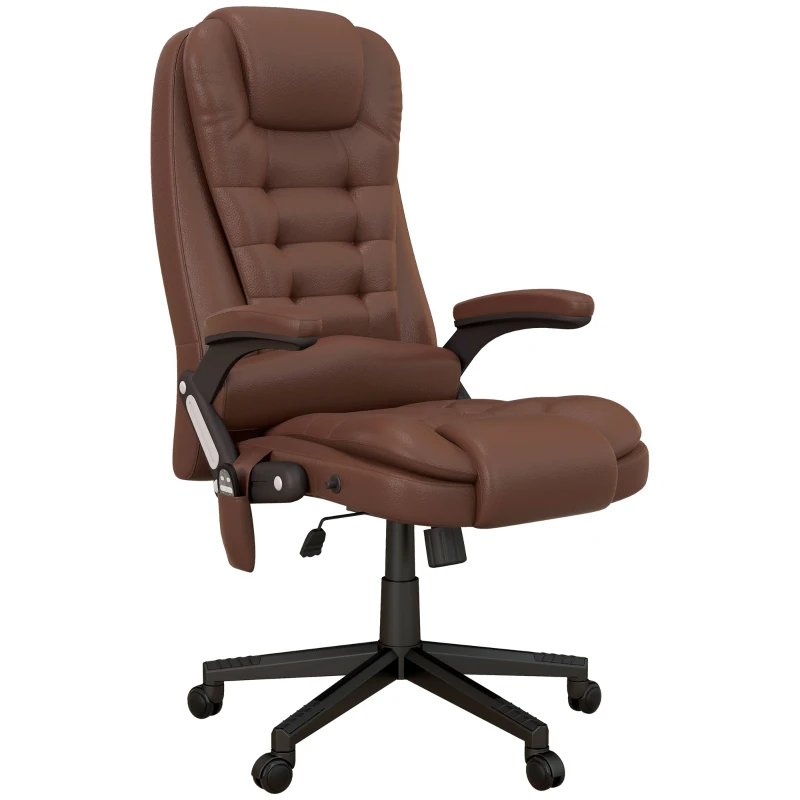 HOMCOM Massage Office Chair, Heated Reclining Computer Chair with 6 Vibration Points, Armrest and Remote, Brown