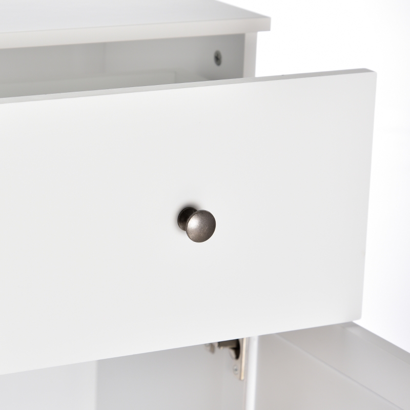 kleankin Short Bathroom Storage Cabinet, Cabinet Organizer with 1 Drawer and Adjustable Shelf for Living Room, White
